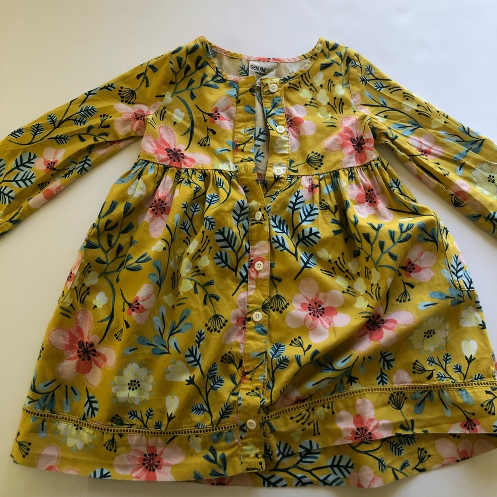 Girls 4T Oshkosh Floral Dress 3/4 Sleeve